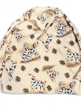 Vintage Bayoh Wear Dalmation Wildlife Quarter Zip Sweater Made in Canada